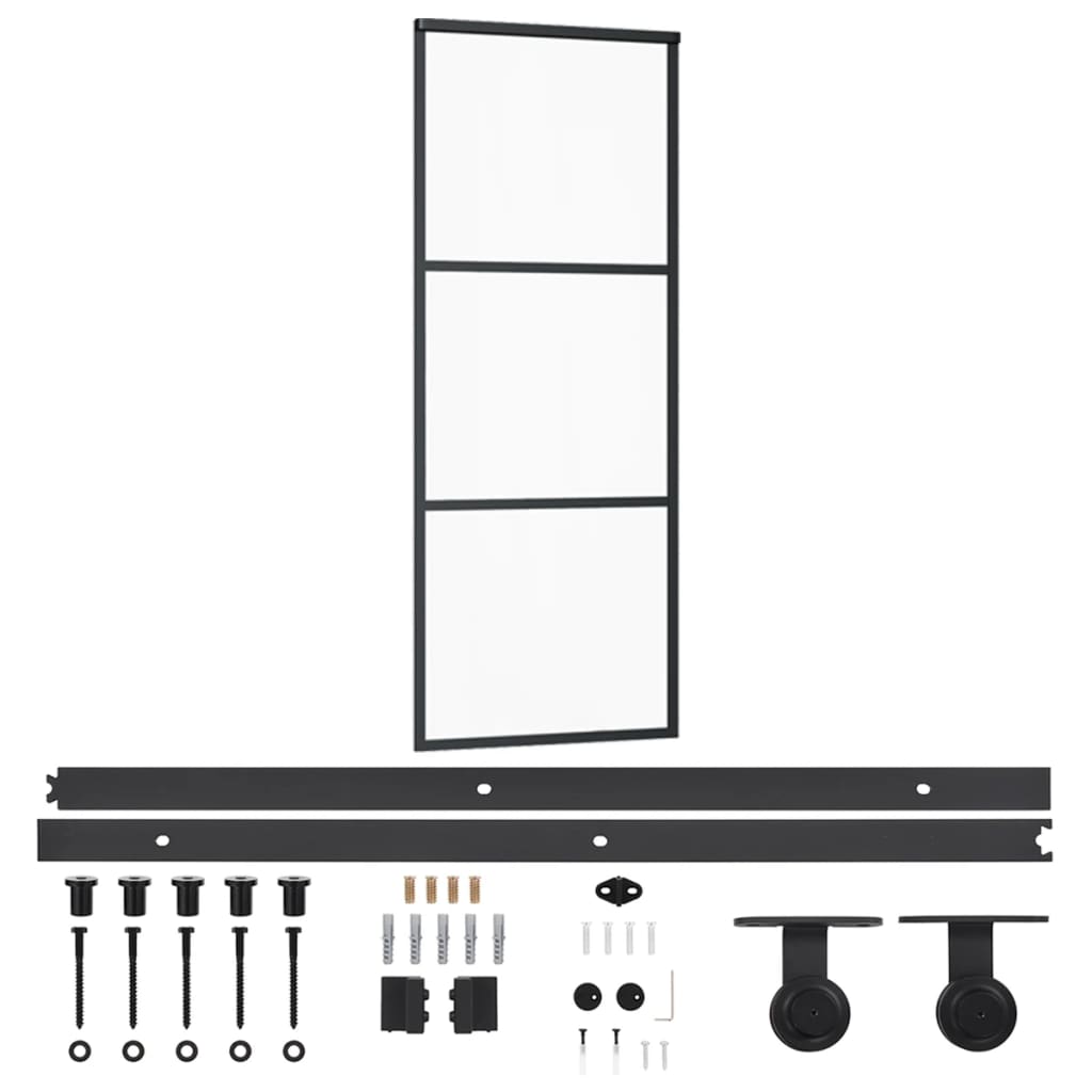 Vidaxl schuifdeur met beslag 76x205 cm aluminium en esg-glas