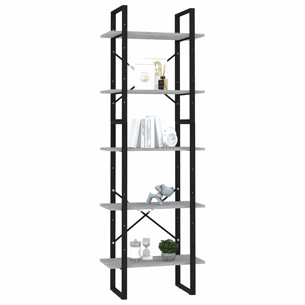 Vidaxl boekenkast met 5 schappen 60x30x175 cm bewerkt hout betongrijs