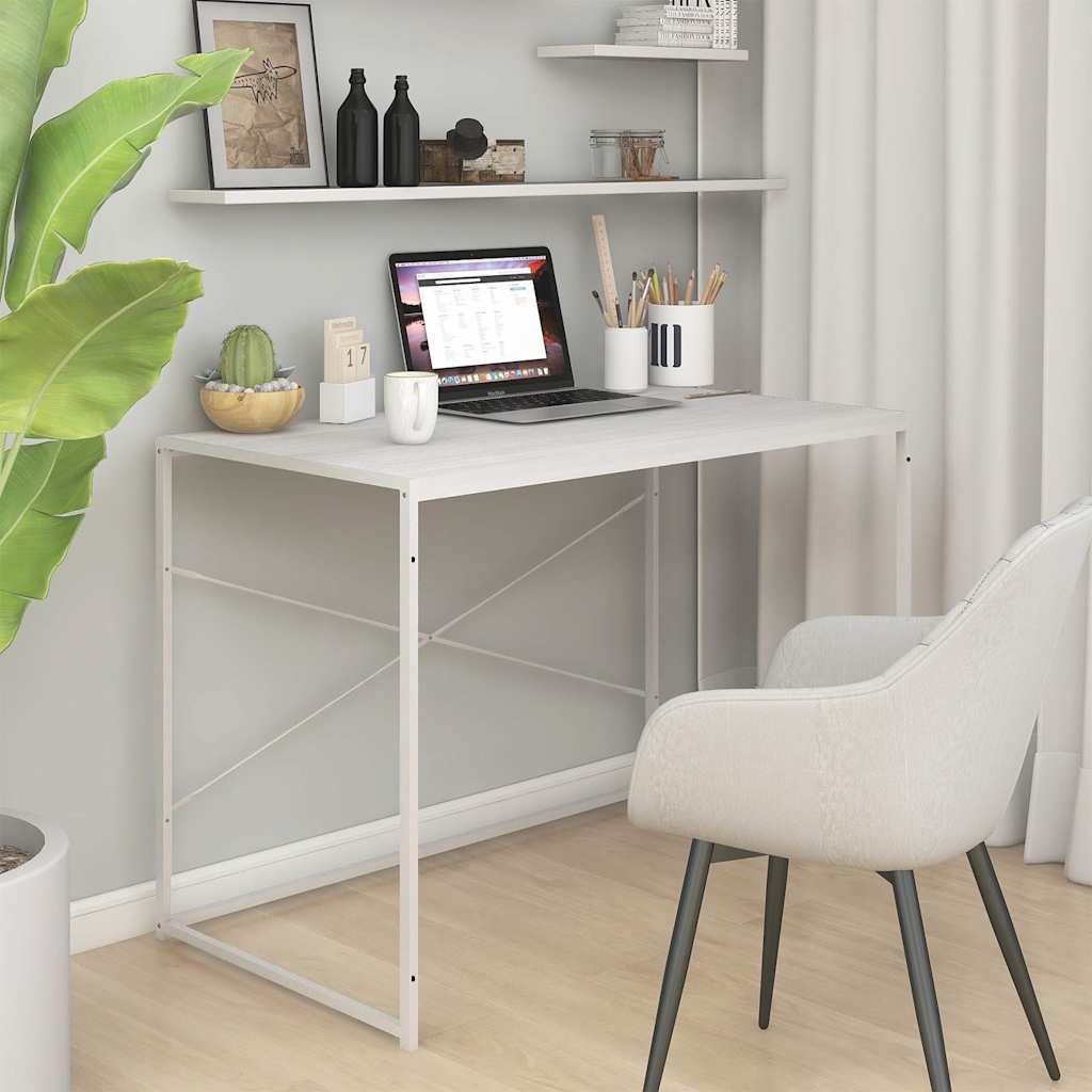 Vidaxl computerbureau 110x60x70 cm bewerkt hout wit