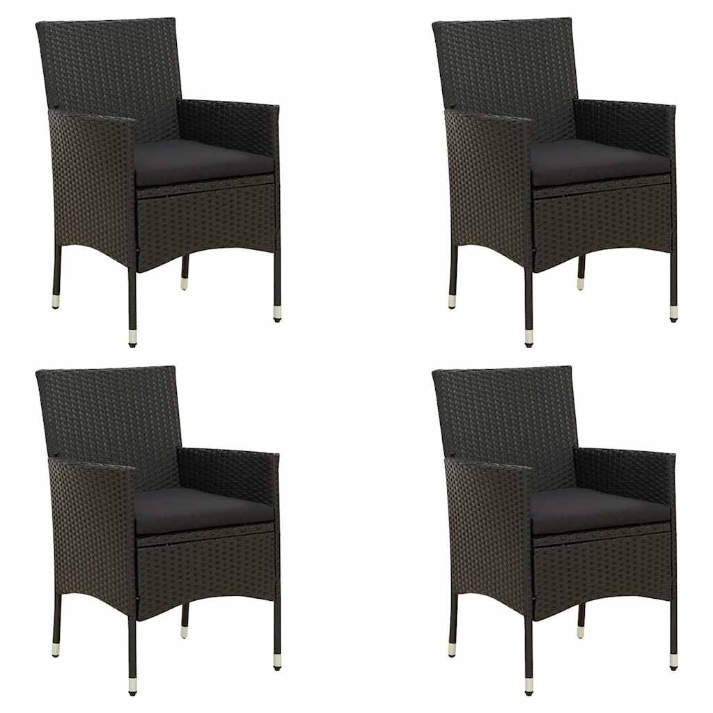 Vidaxl tuinstoelen 4 st met kussens poly rattan zwart