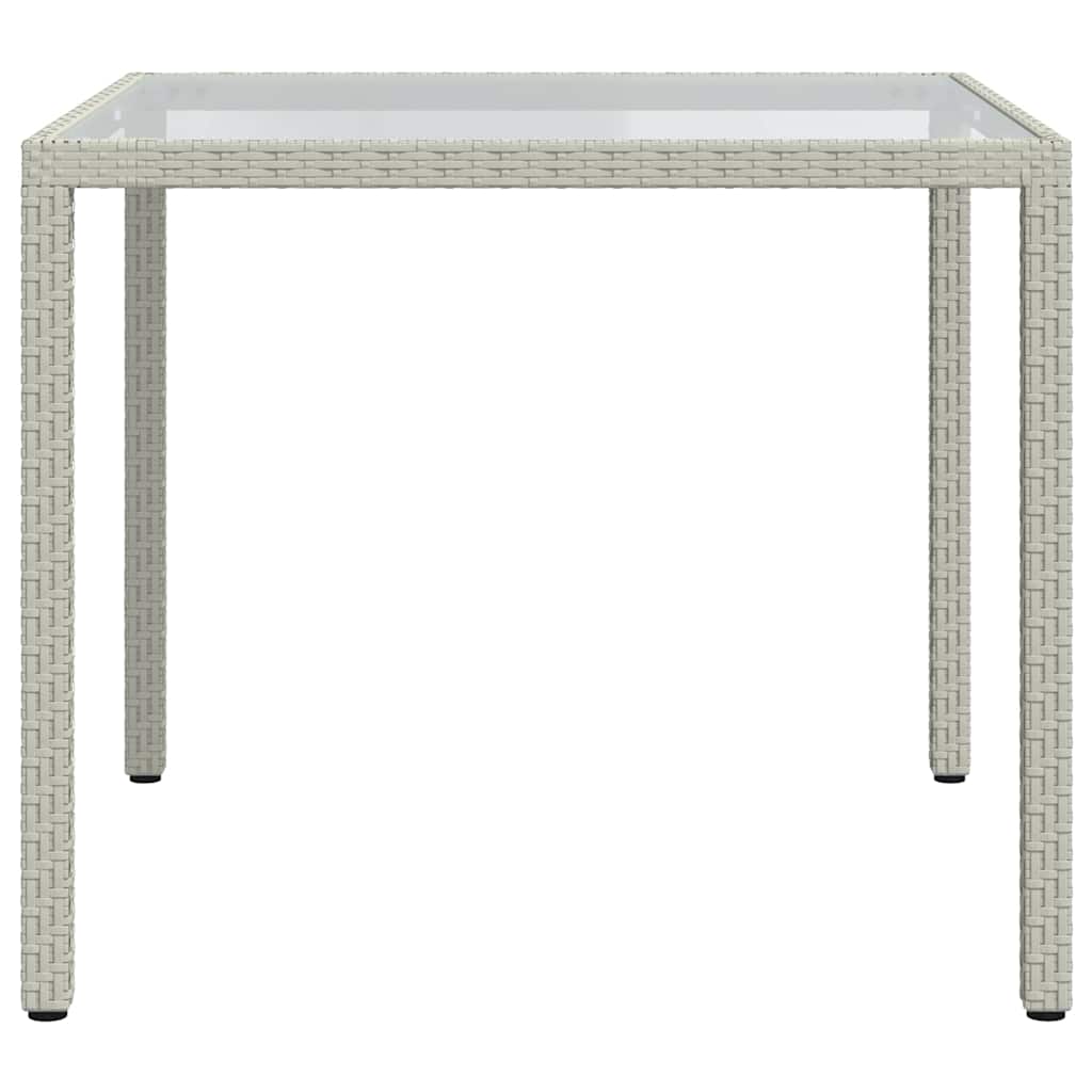 Vidaxl tuintafel 90x90x75 cm gehard glas en poly rattan wit