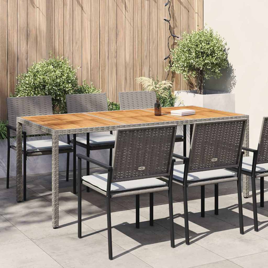Vidaxl tuintafel 190x90x75 cm poly rattan en acaciahout grijs