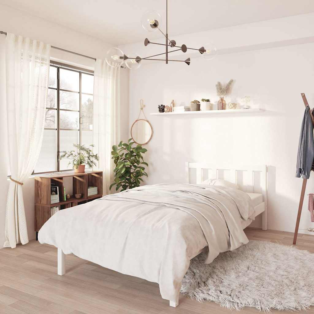 Vidaxl bedframe massief grenenhout wit 100x200 cm