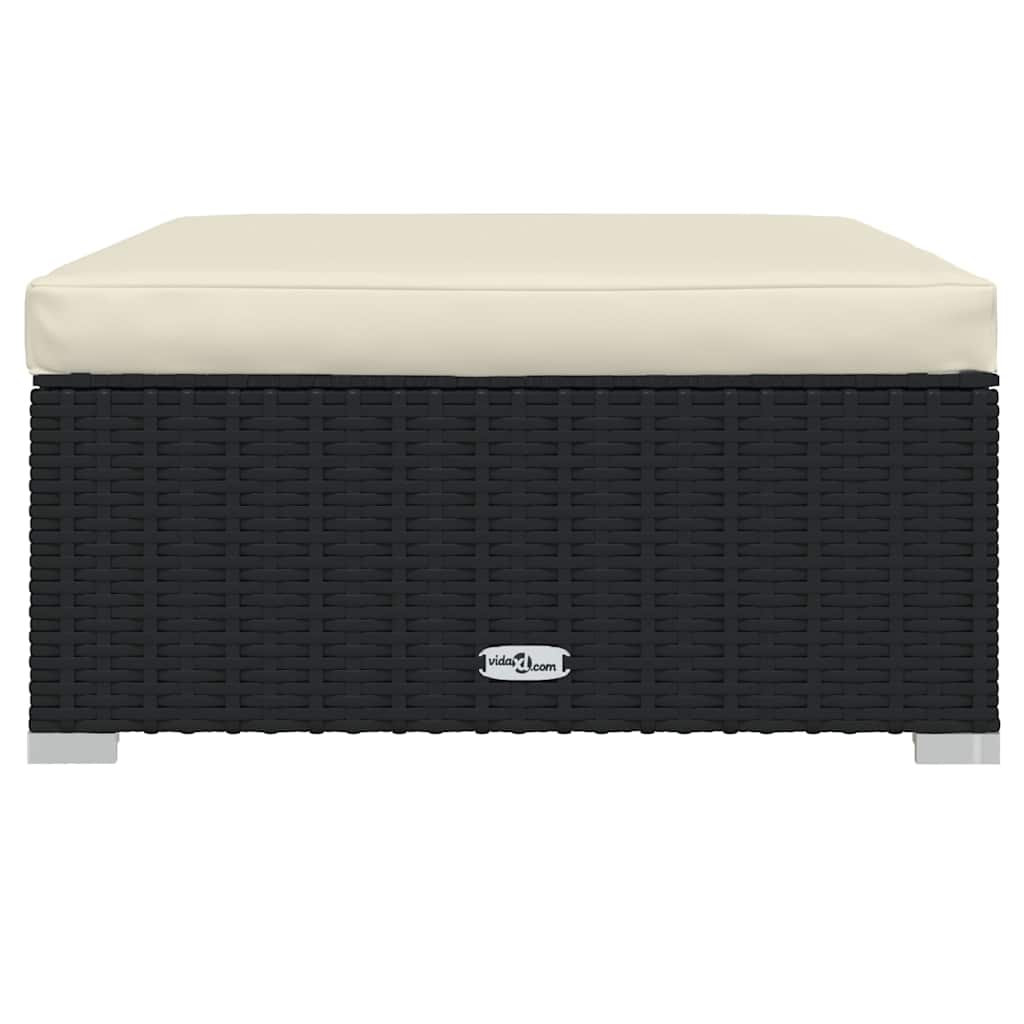 Vidaxl voetensteun met kussen 70x70x30 cm poly rattan zwart
