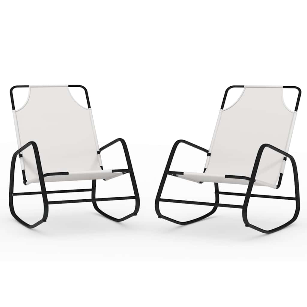 Vidaxl ligstoelen 2 st schommelend staal en textileen crèmekleurig