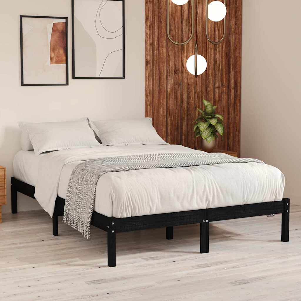 Vidaxl bedframe massief grenenhout zwart 140x190 cm