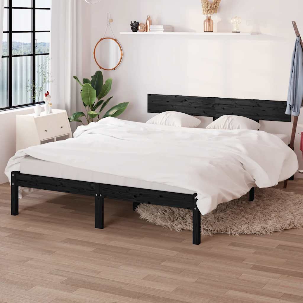 Vidaxl bedframe massief grenenhout zwart 120x200 cm