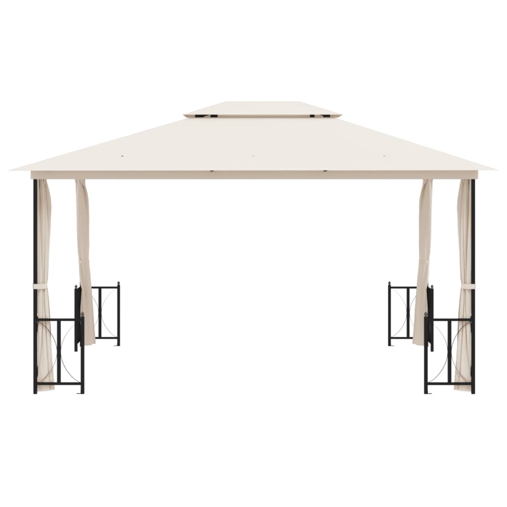 VidaXL Prieel met zijwanden en dubbel dak 3x4 m crèmekleurig