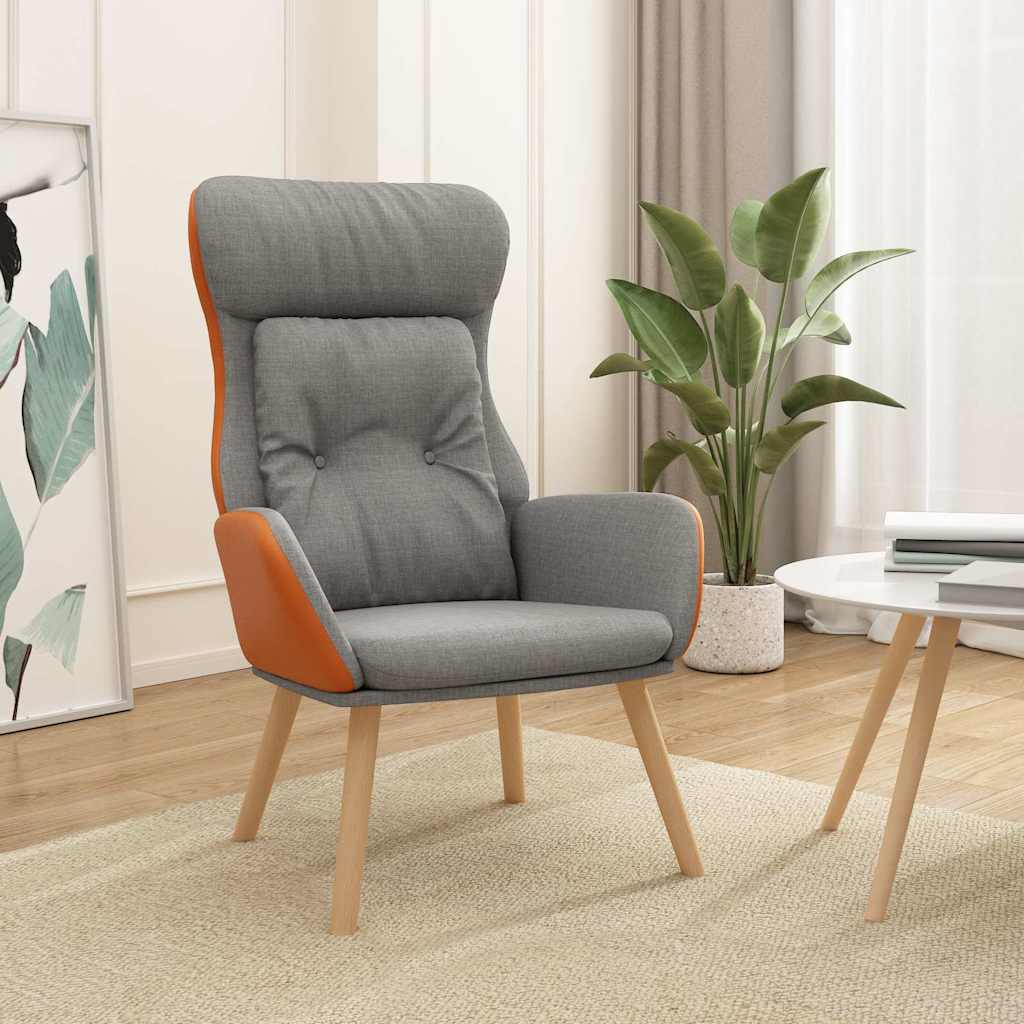 Vidaxl relaxstoel stof en pvc lichtgrijs