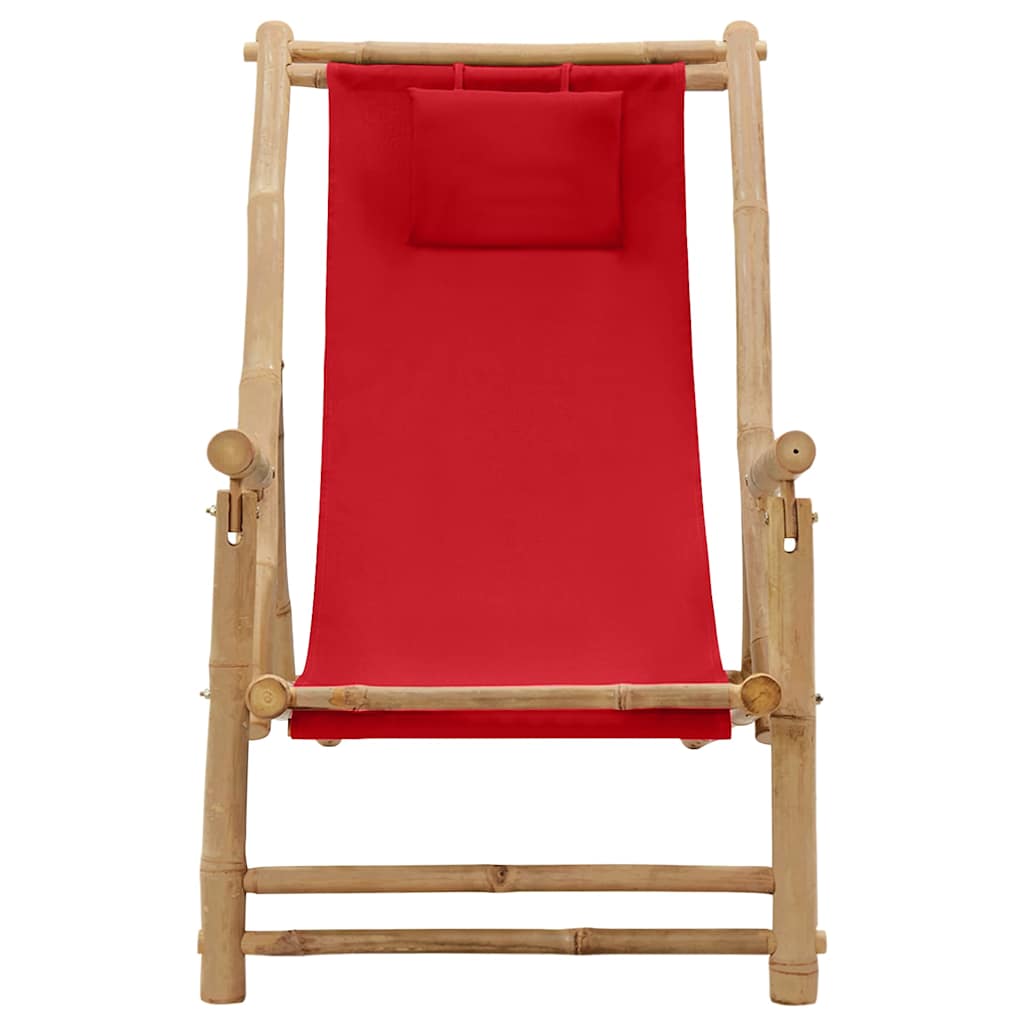 Vidaxl terrasstoel bamboe en canvas rood