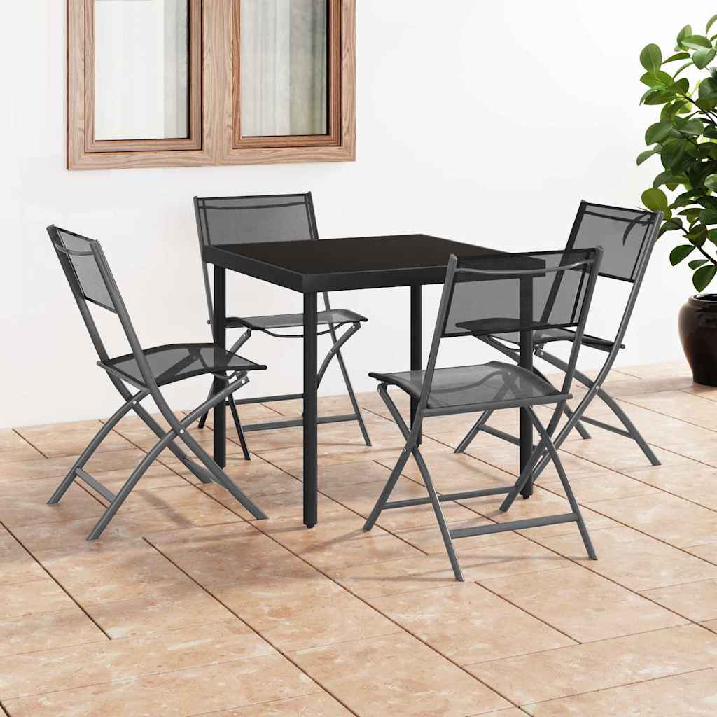 Vidaxl tuinstoelen inklapbaar 4 st staal en textileen zwart