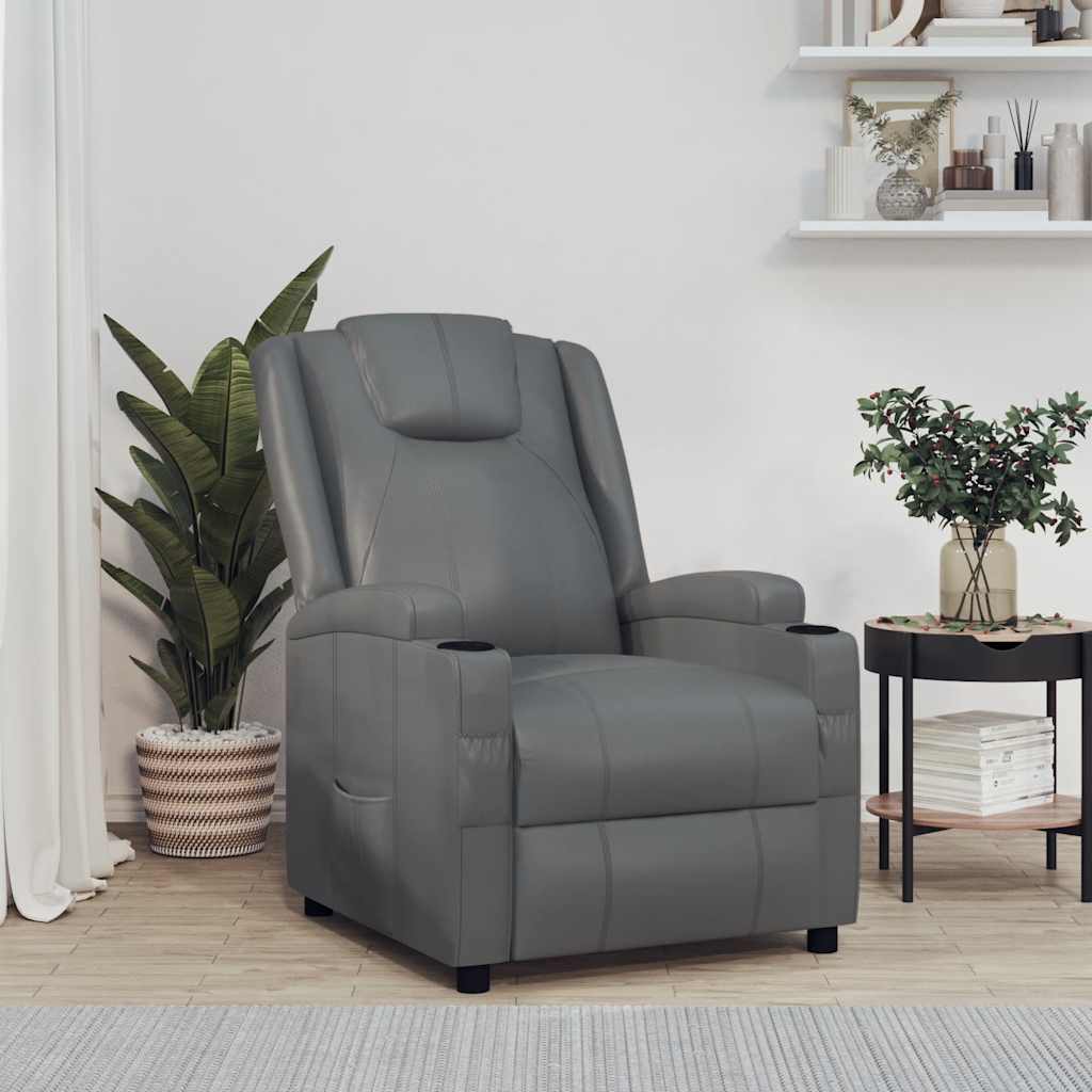 Vidaxl fauteuil verstelbaar kunstleer grijs