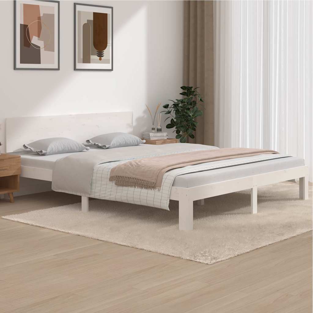 Vidaxl bedframe massief grenenhout wit 160x200 cm