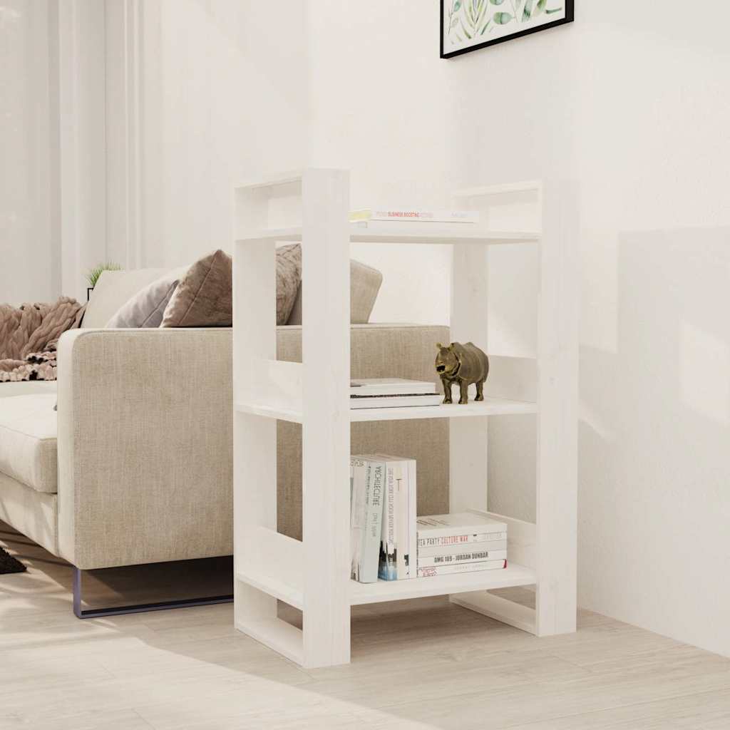 Vidaxl boekenkast kamerscherm 60x35x91 cm massief grenenhout wit