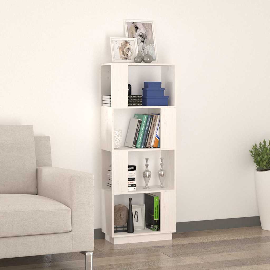 Vidaxl boekenkast kamerscherm 51x25x132 cm massief grenenhout wit