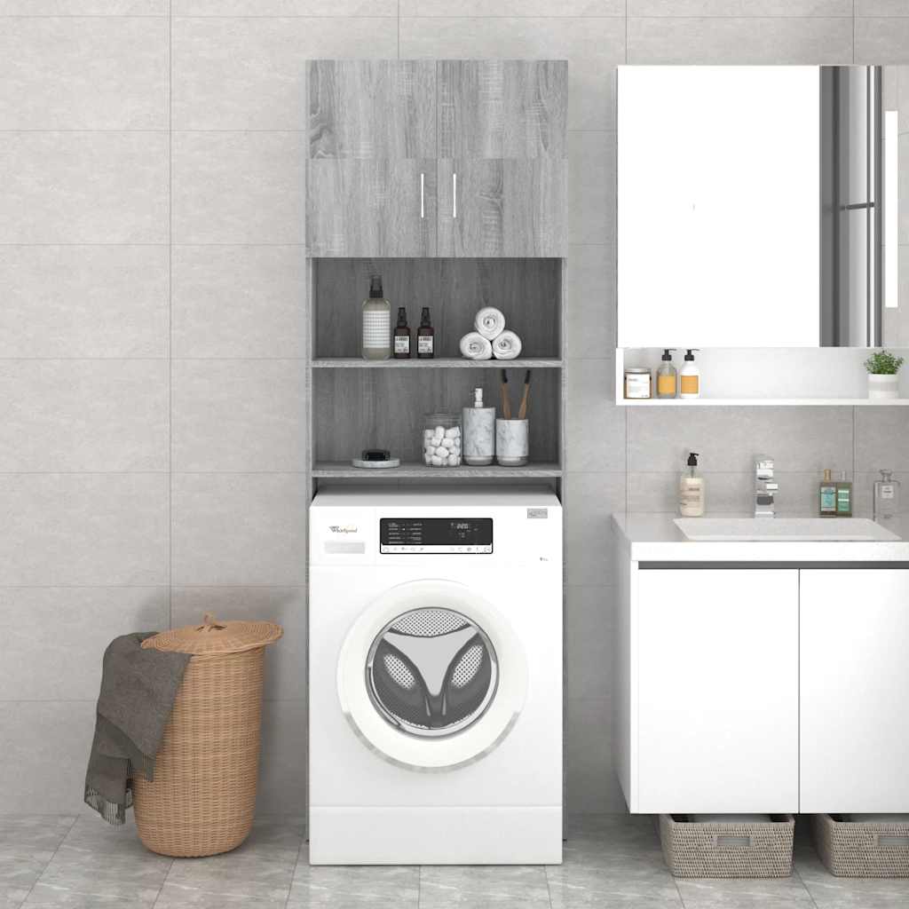 Vidaxl wasmachinekast 64x25,5x190 cm grijs sonoma eikenkleurig