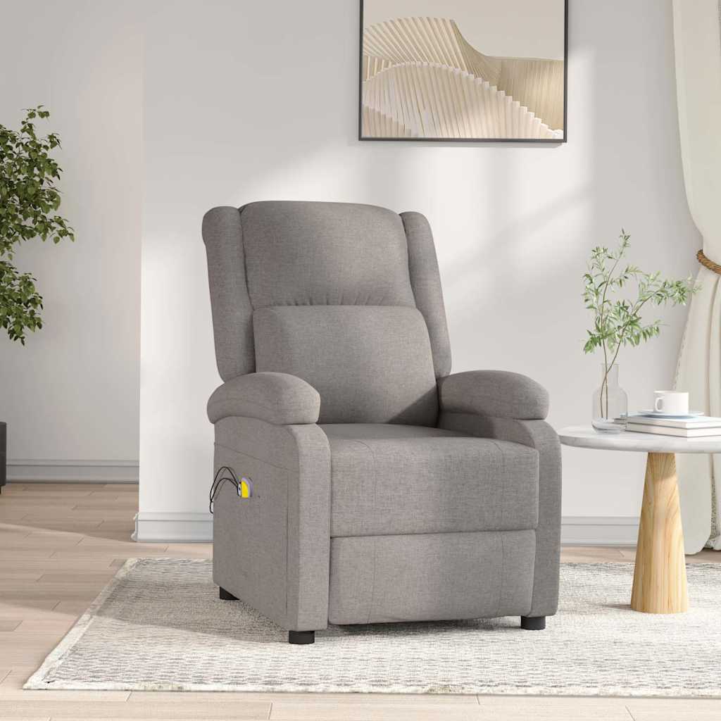 Vidaxl massagestoel elektrisch stof taupe