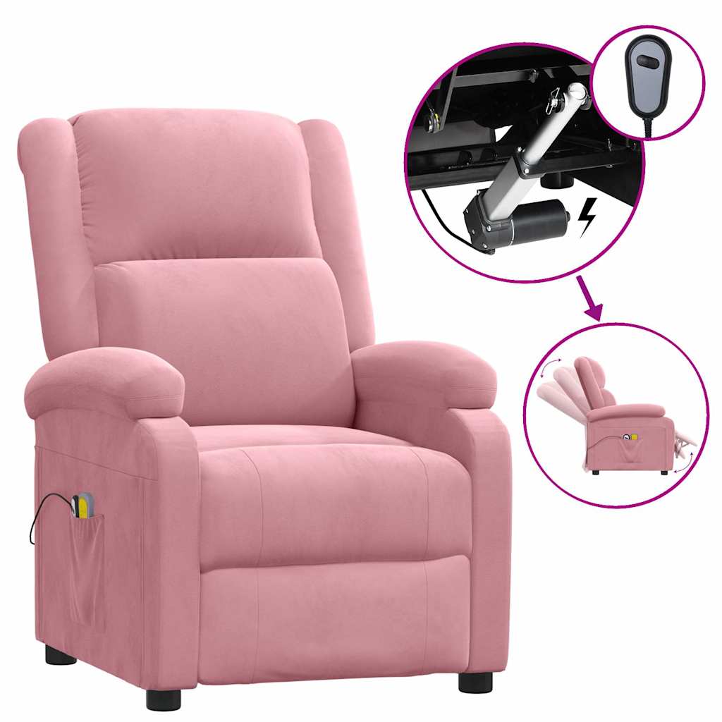 Vidaxl massagestoel elektrisch fluweel roze