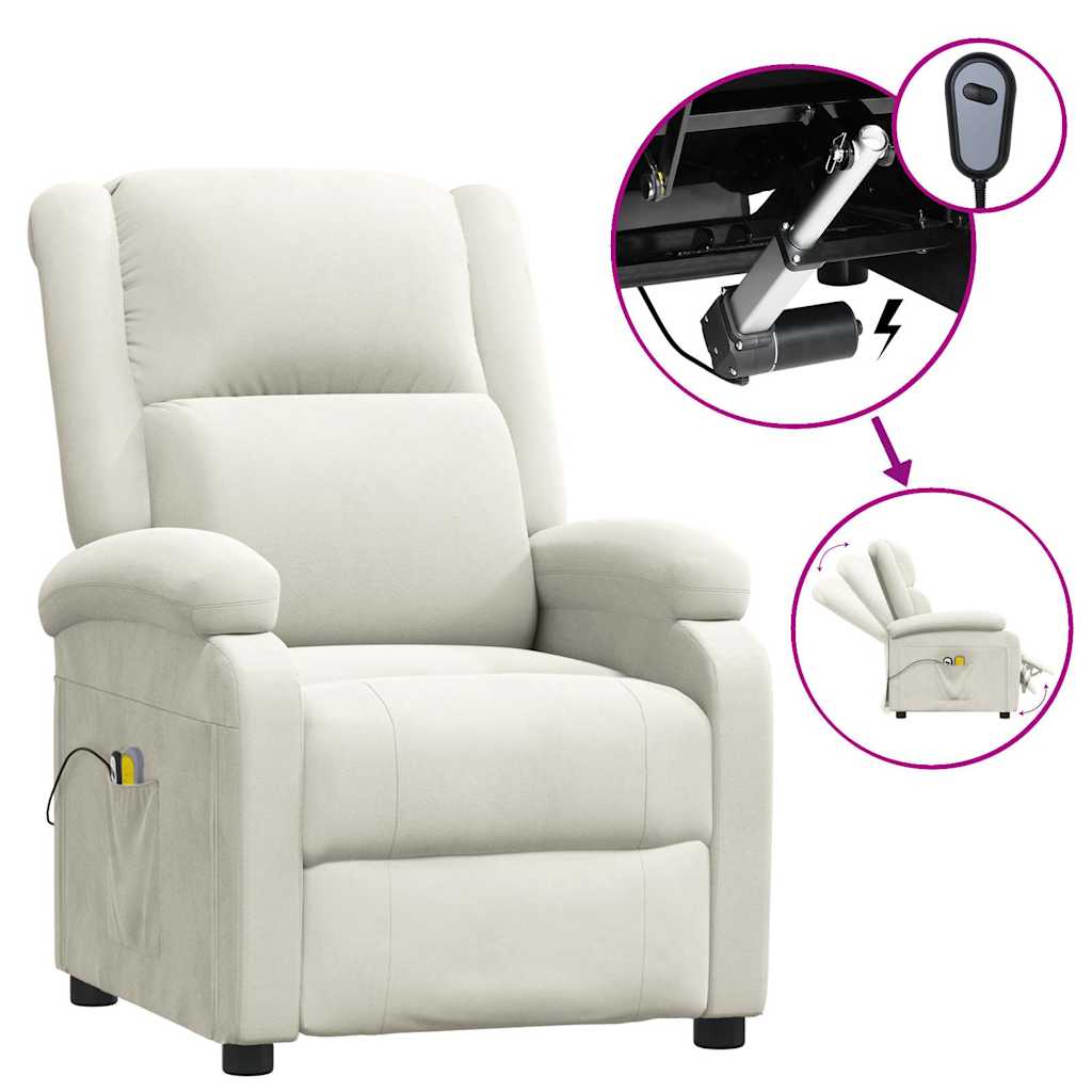 Vidaxl massagestoel elektrisch fluweel crèmekleurig