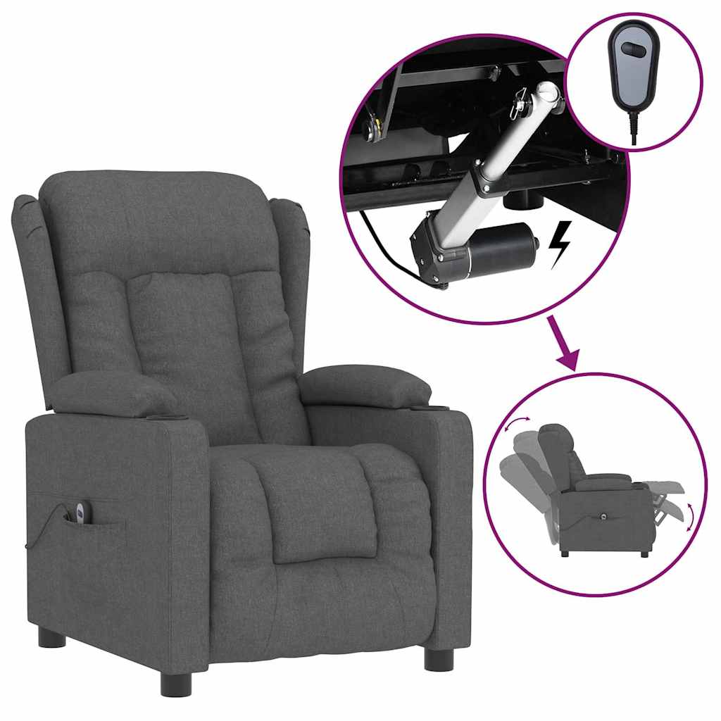 Vidaxl fauteuil elektrisch verstelbaar stof donkergrijs