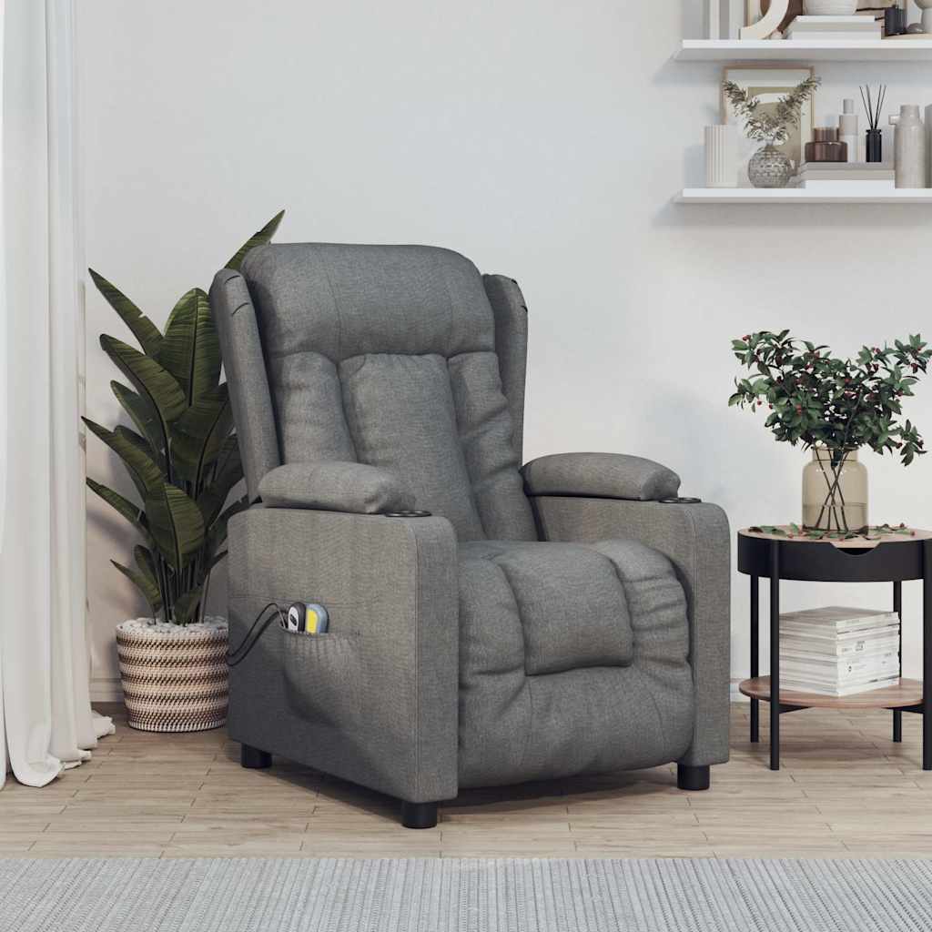 Vidaxl massagestoel elektrisch stof donkergrijs