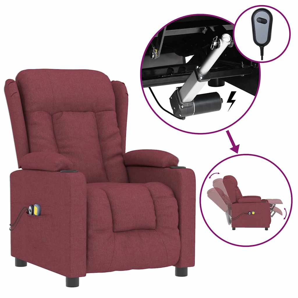 Vidaxl massagestoel elektrisch stof wijnrood
