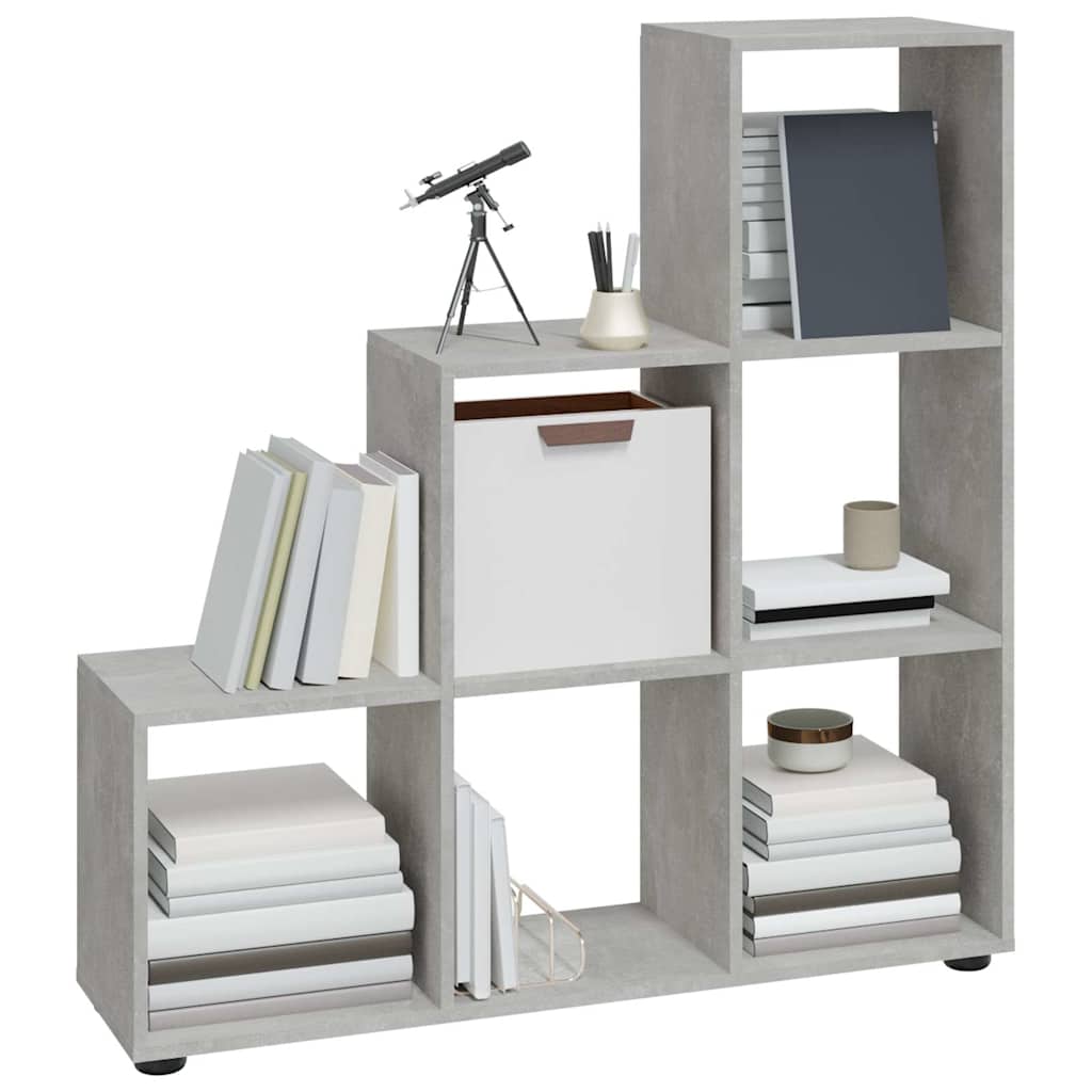 Vidaxl boekenkast trapvormig 107 cm bewerkt hout betongrijs