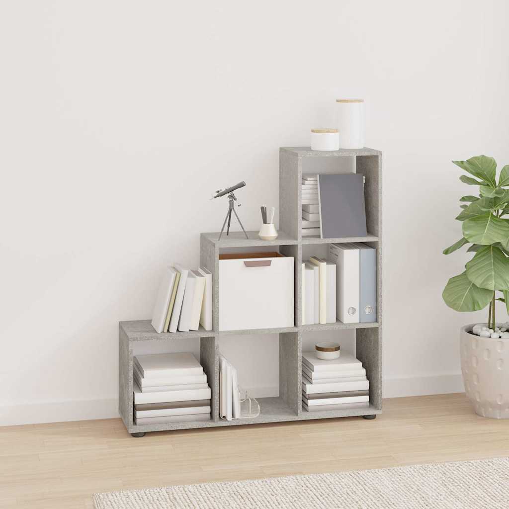Vidaxl boekenkast trapvormig 107 cm bewerkt hout betongrijs