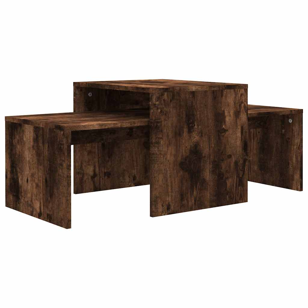 Vidaxl salontafelset 100x48x40 cm bewerkt hout gerookt eikenkleurig