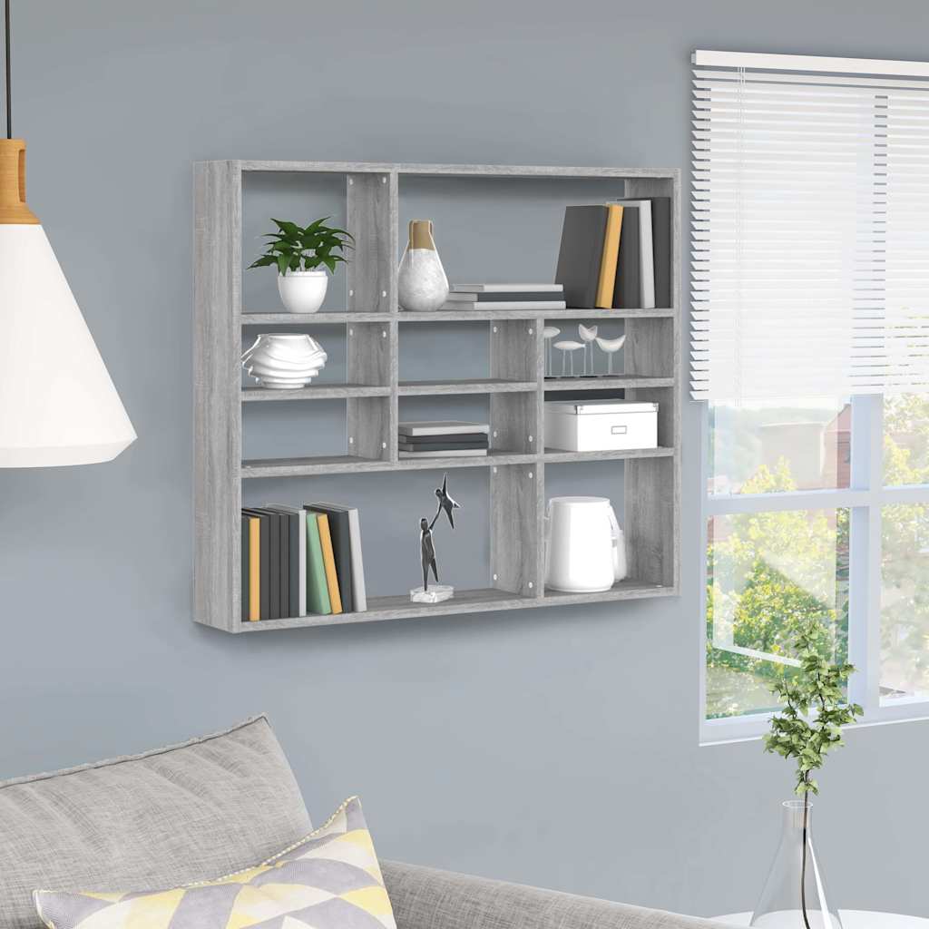 Vidaxl wandschap 90x16x78 cm bewerkt hout grijs sonoma eikenkleurig