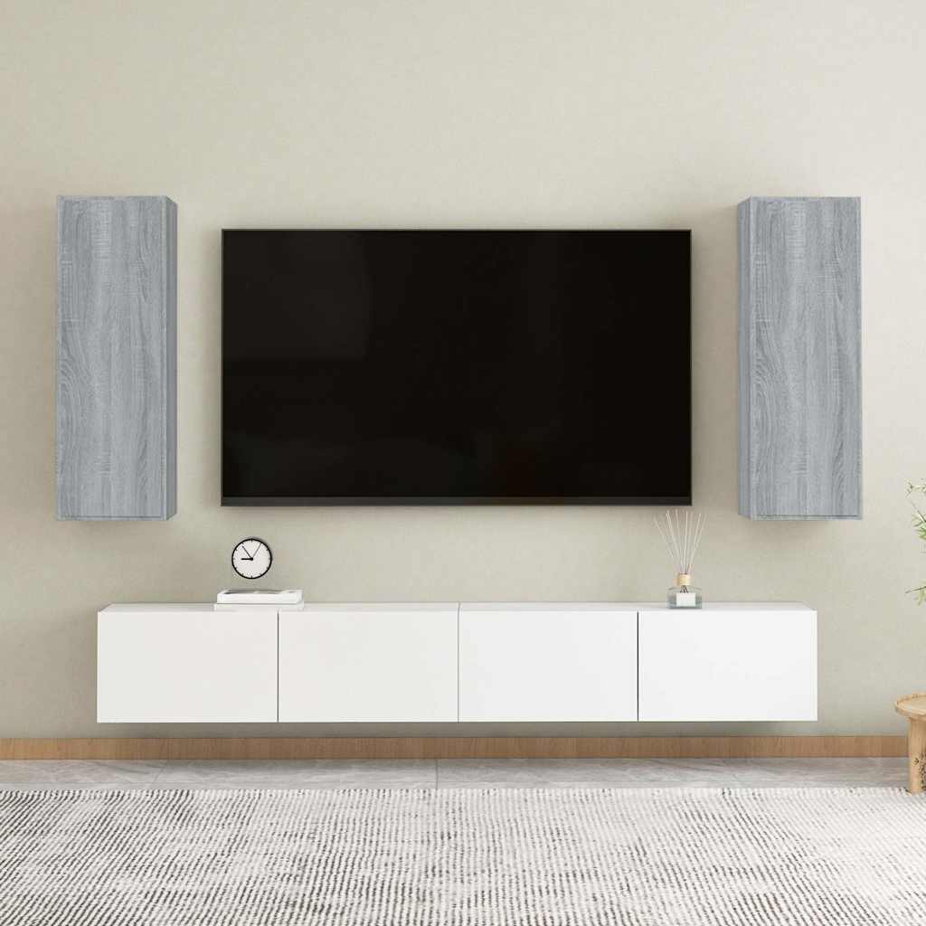 Vidaxl tv-meubelen 2 st 30,5x30x90 cm bewerkt hout grijs sonoma eiken