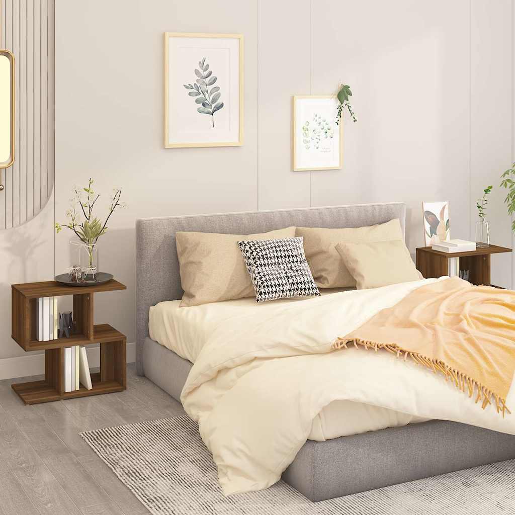 Vidaxl nachtkastjes 2 st 50x30x51,5 cm bewerkt hout bruin eikenkleur