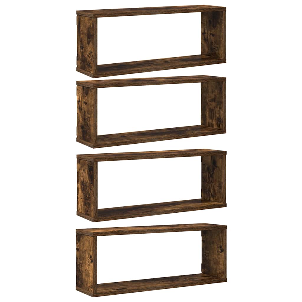 Vidaxl wandschappen kubus 4 st 60x15x23 cm bewerkt hout gerookt eiken