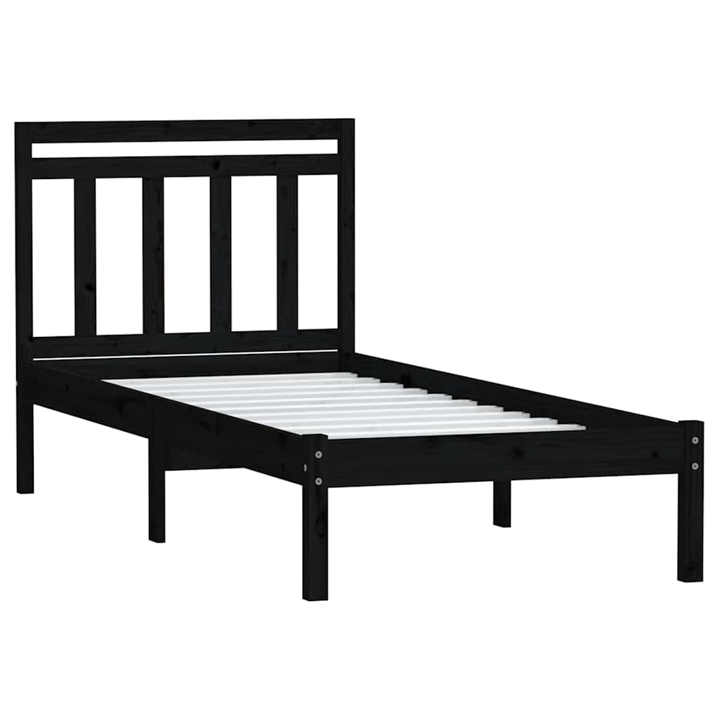 Vidaxl bedframe massief hout zwart 75x190 cm