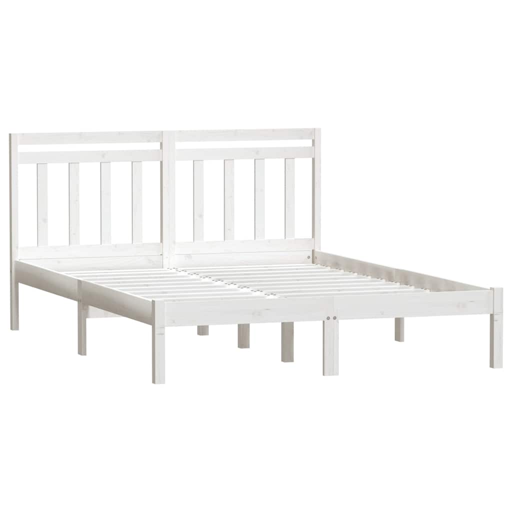 Vidaxl bedframe massief hout wit 150x200 cm