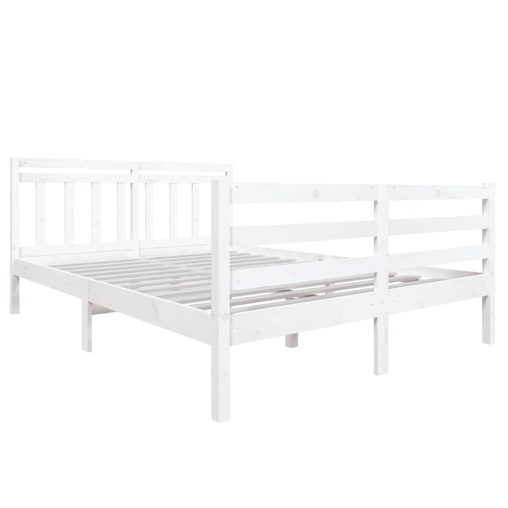 Vidaxl bedframe massief hout wit 135x190 cm
