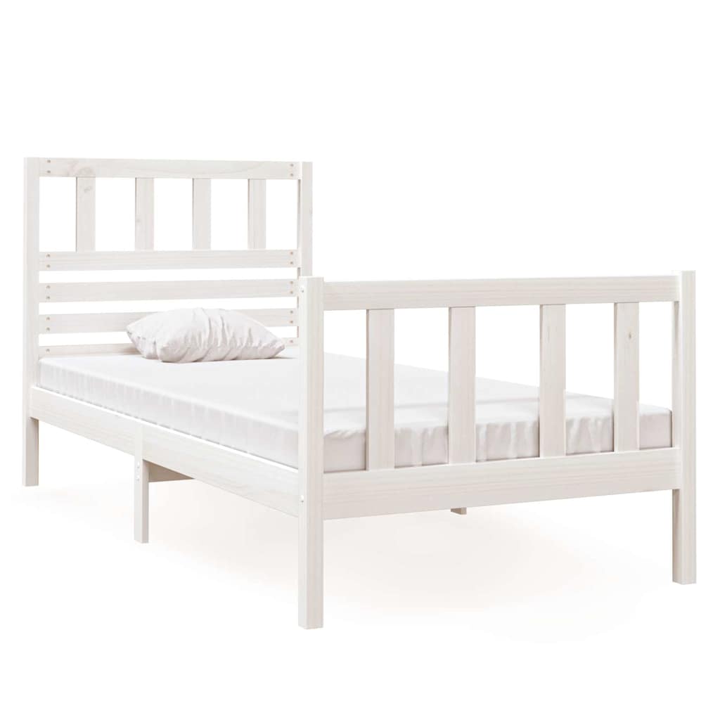 Vidaxl bedframe massief hout wit 75x190 cm