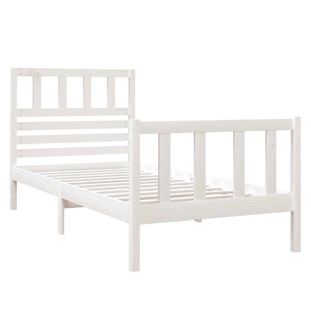 Vidaxl bedframe massief hout wit 75x190 cm