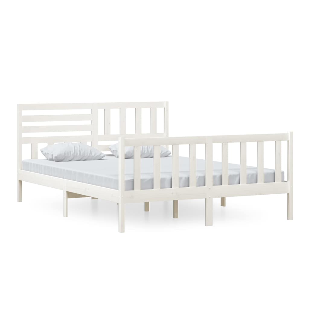 Vidaxl bedframe massief hout wit 150x200 cm