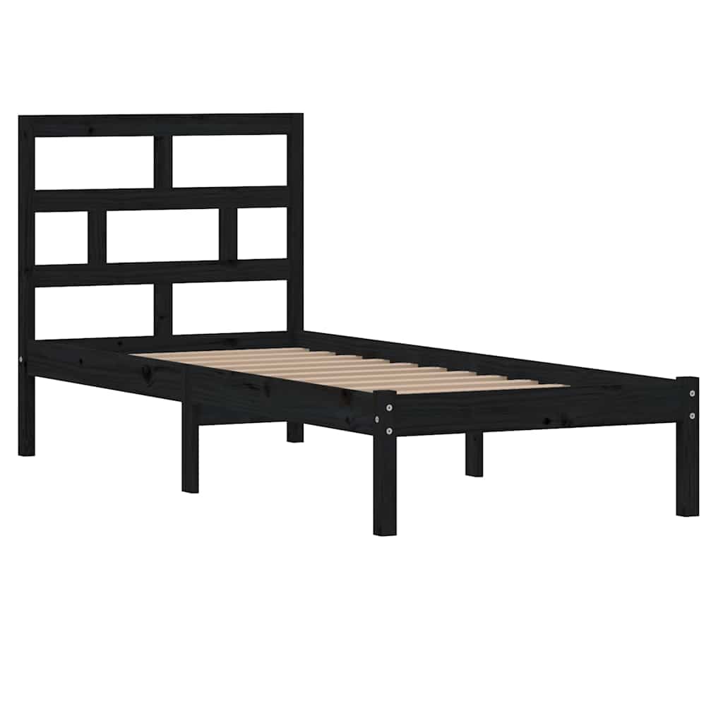 Vidaxl bedframe massief hout zwart 75x190 cm