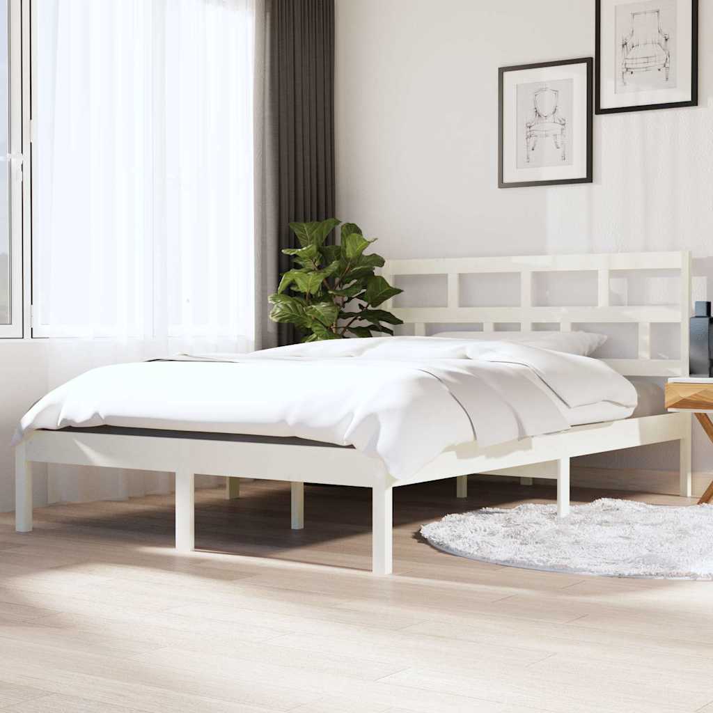 Vidaxl bedframe massief grenenhout wit 140x190 cm