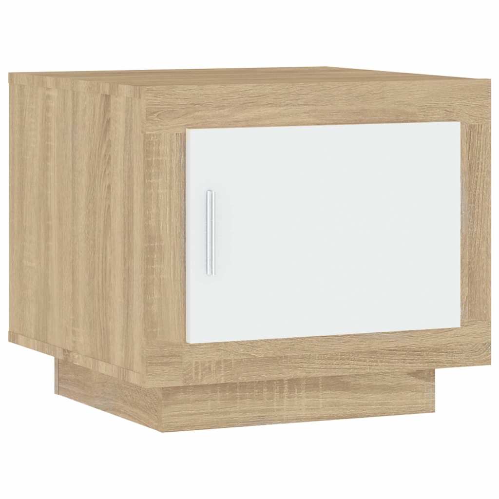 Vidaxl salontafel 51x50x45 cm bewerkt hout wit en sonoma eikenkleurig