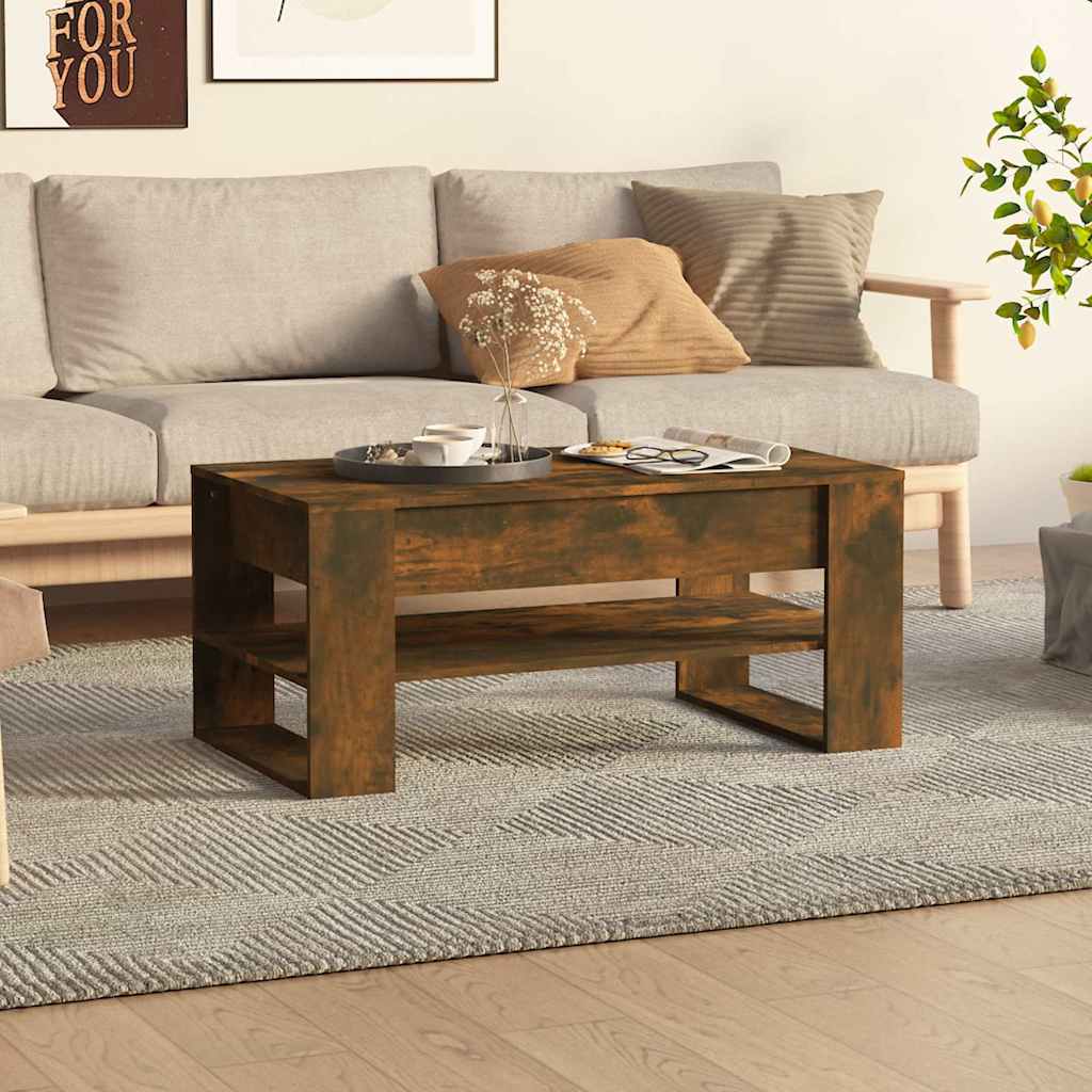 Vidaxl salontafel 102x55x45 cm bewerkt hout gerookt eikenkleurig