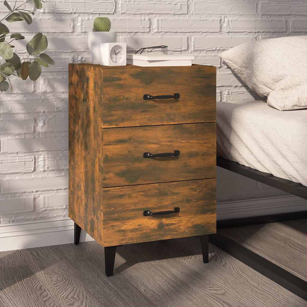 Vidaxl nachtkastje 40x40x66 cm bewerkt hout gerookt eikenkleurig