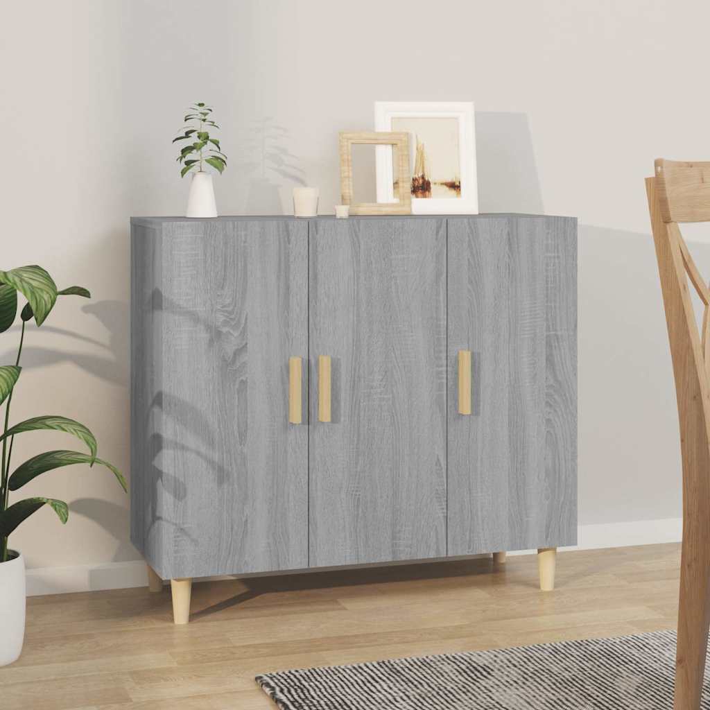 Vidaxl dressoir 90x34x80 cm bewerkt hout grijs sonoma eikenkleurig