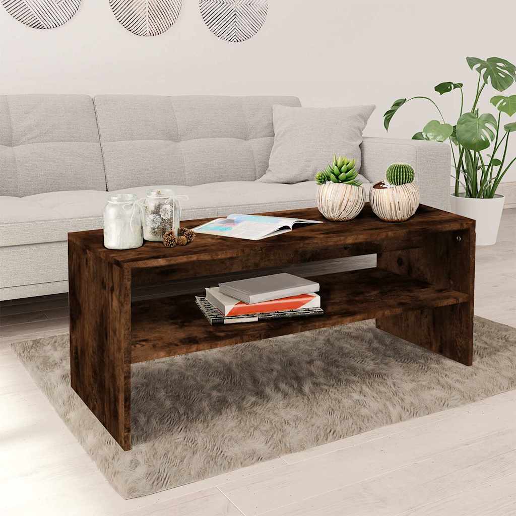Vidaxl salontafel 100x40x40 cm bewerkt hout gerookt eikenkleurig