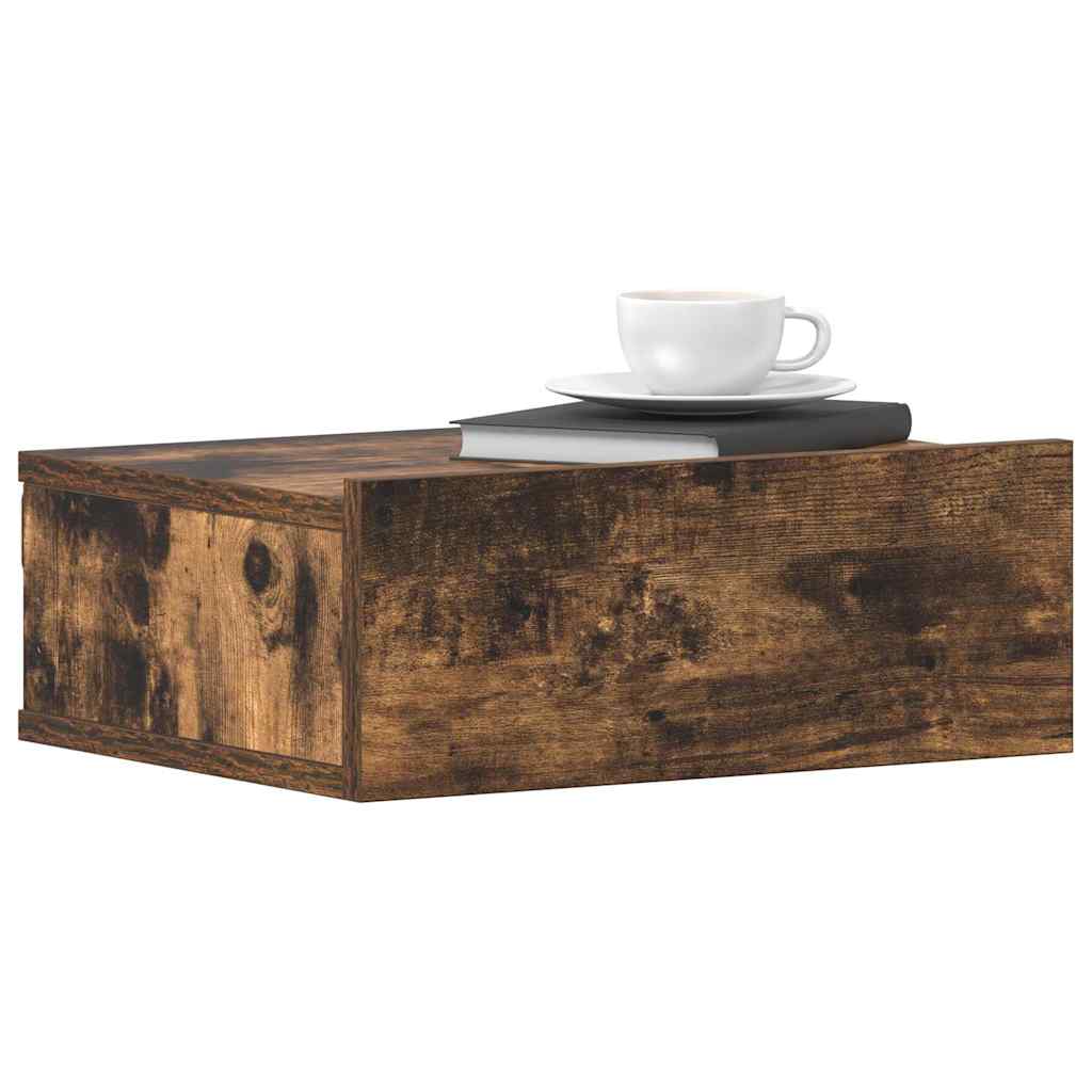 Vidaxl nachtkastjes 2 st zwevend 40x30x15cm bewerkt hout gerookt eiken
