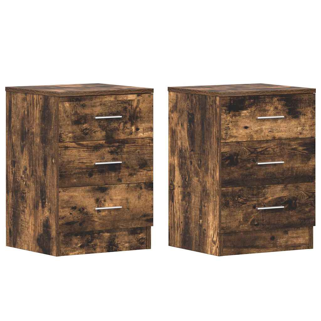 Vidaxl nachtkastjes 2 st 38x35x56 cm bewerkt hout gerookt eikenkleurig
