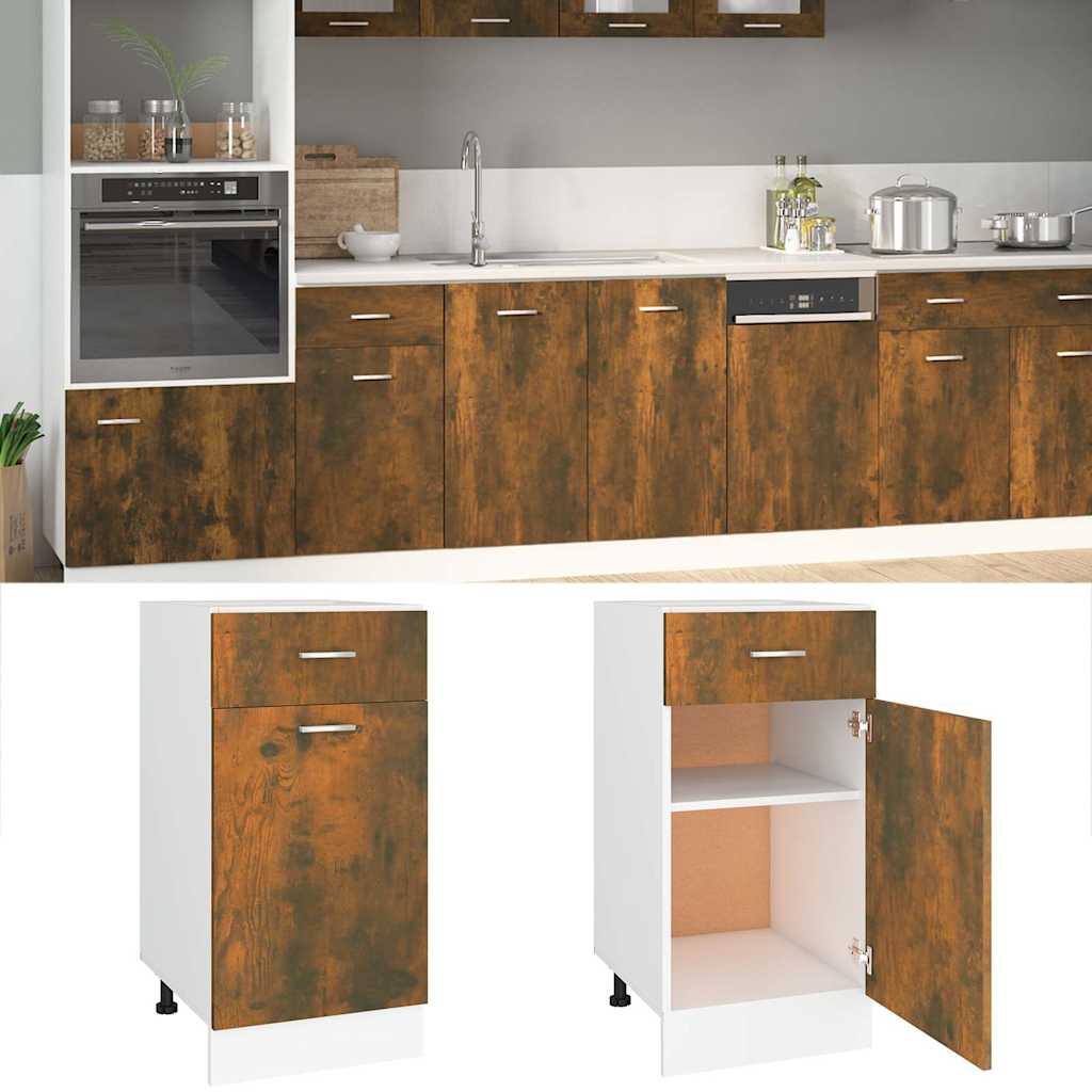 Vidaxl onderkast met lade lyon 40x46x81,5 cm bewerkt hout gerookt eiken