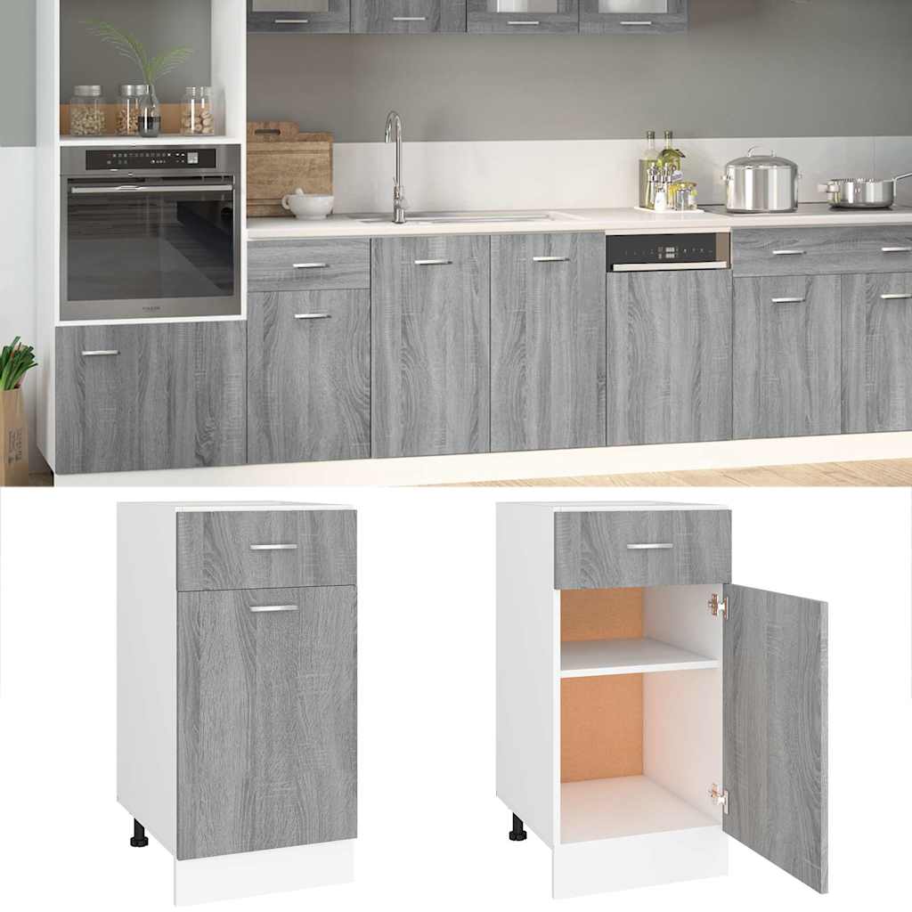 Vidaxl onderkast met lade lyon 40x46x81,5 cm bewerkt hout grijs sonoma